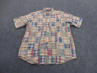 Nautica Shirt Mens M Plaid Patchwork Indian Madras Outdoors Preppy Vintage Mens - Image 1 of 4