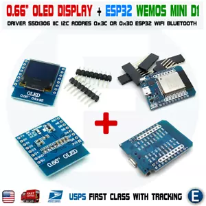 0.66 Inch OLED + Wemos Mini D1 ESP32 CP2104 ESP32S WIFI Bluetooth 64x48 Arduino - Picture 1 of 12