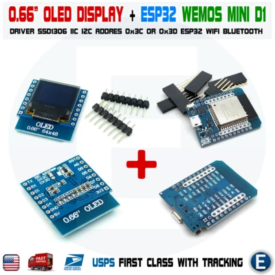 0.66 Inch OLED + Wemos Mini D1 ESP32 CP2104 ESP32S WIFI Bluetooth 64x48 Arduino - Image 1 of 4