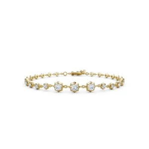 1.11ct Round Cut Lab Grown Diamond 10k solid gold sophisticated line bracelet - Picture 1 of 9