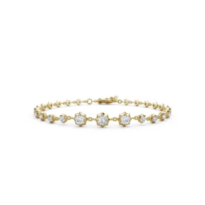 1.11ct Round Cut Lab Grown Diamond 10k solid gold sophisticated line bracelet - Image 1 of 4