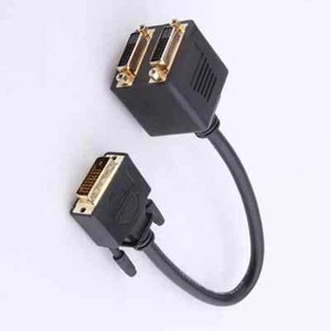 DVI-D Male to Dual 2 DVI-I Female Video Y Splitter Cable Adapter - Picture 1 of 6