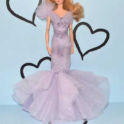 Barbie Silkstone Lavender Luxe Mermaid Style Gown Dress w/ Sequins Beads Fashion - Image 1 of 4