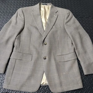 Hart Schaffner Marx Silk Wool Mens 38S Blazer Sportcoat Houndstooth Brown Beige - Picture 1 of 14