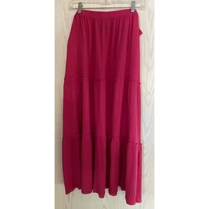 "OH MY" TWO TWENTY GAUZE Women's Boho Pink Cotton Maxi Skirt Size 2X NEW NO TAG - Picture 1 of 4