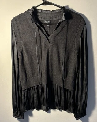 Nuevo con etiquetas Suéter Anthropologie Current Air Combo Twofer Top Negro Talla M Foto 1 de 4