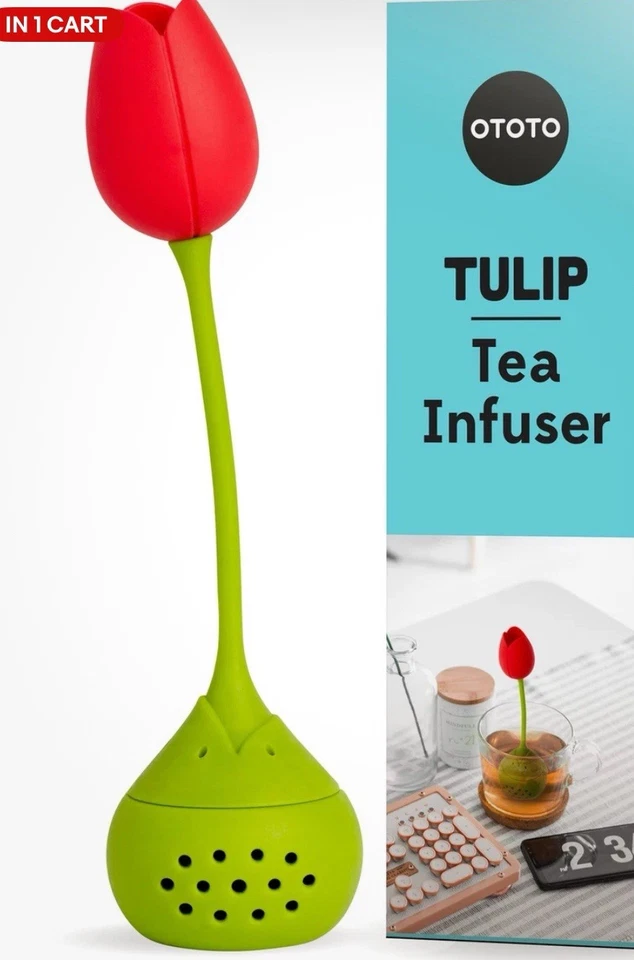 Infusor de té de tulipán OTOTO - Silicona sin BPA y té 100 % de grado alimenticio empinado - Té Foto 1 de 1