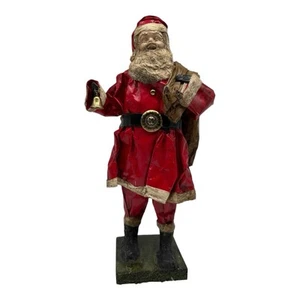 Vintage 14” Folk Art Paper Mache Old World Santa Clause Figurine W/ Bell  Mexico - Picture 1 of 9