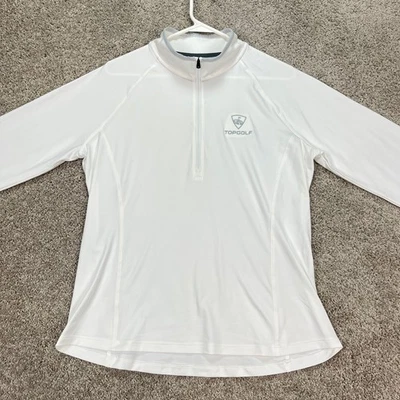 Topgolf Under Armour White Long Sleeve Women's Large 1/4 Zip Golf Pullover - Image 1 of 4