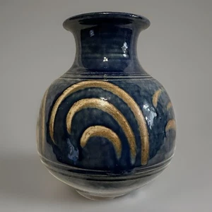Brian Van Nostrand Wheel Thrown Colbalt Blue Clay Vase 7,5" Signiert Vintage - Bild 1 von 13
