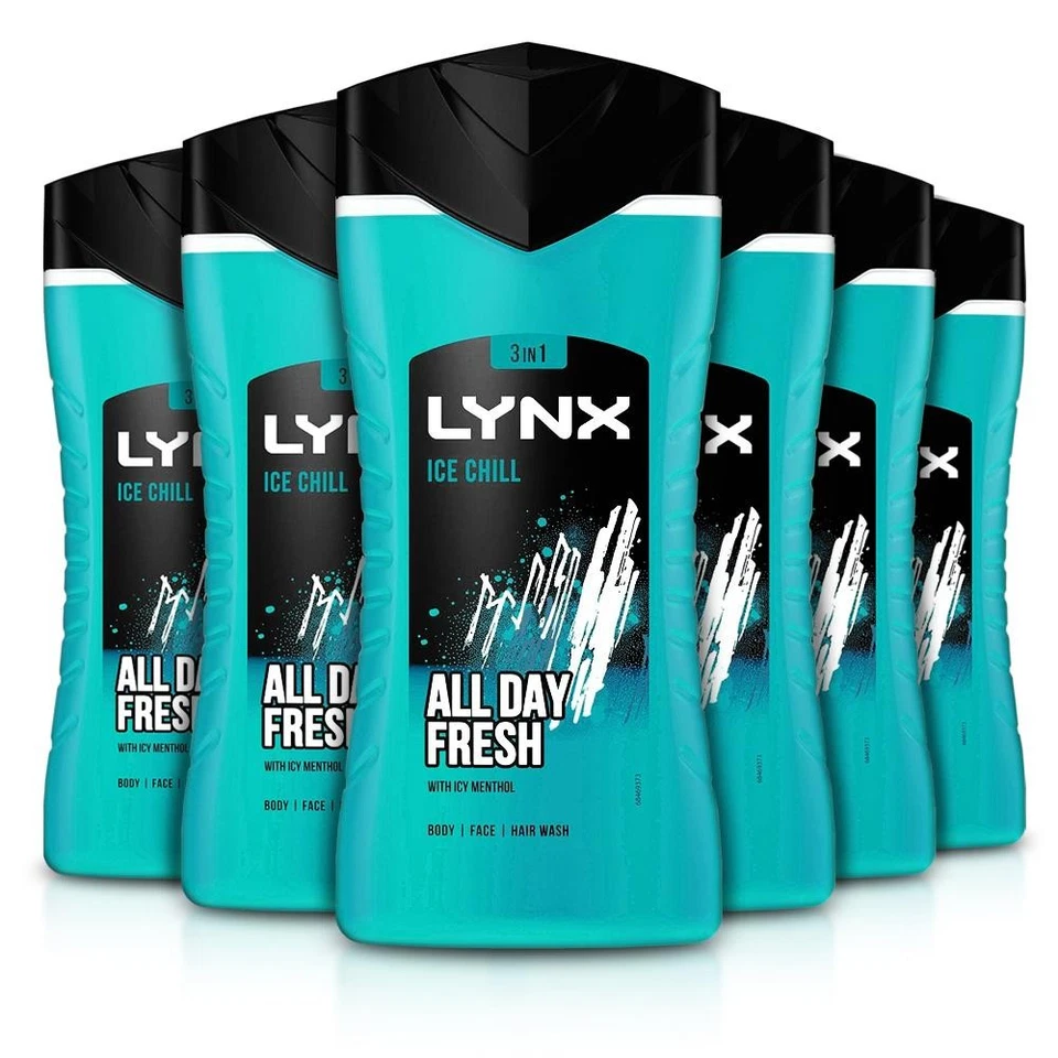 6x Lynx Ice Chill Shower Gel 225ml - Image 1 of 1
