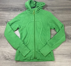 Lululemon Damen Hoodie 4 grün gelb Scuba Reißverschluss Daumenlöcher Taschen Logo - Bild 1 von 10