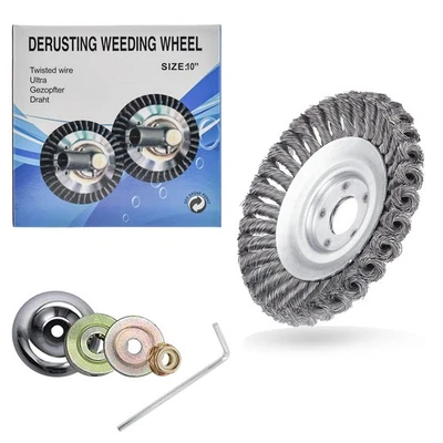 10 inch Steel Wire Wheel Brush Grass Trimmer Head Weed Cleaning Garden Cutter - Image 1 of 4