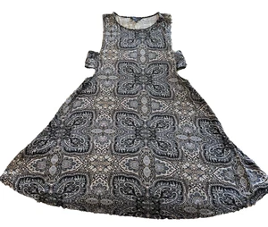 Abito tubino American Eagle morbido e sexy taglia L tagli laterali paisley nero - Foto 1 di 5