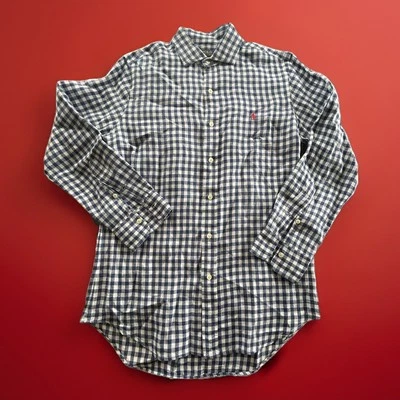 Camisa Polo Ralph Lauren de lino para hombre mediana a cuadros manga larga con botones Foto 1 de 4