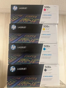 HP 508A 4er Set - CF360A-CF361A-CF362A-CF363A (KCMY) VERSIEGELTE BOXEN - Bild 1 von 1
