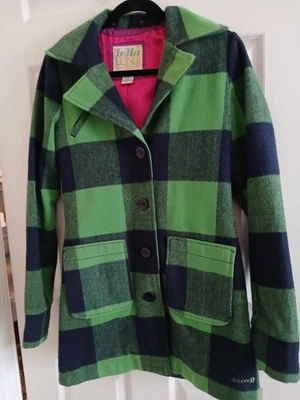 Abrigo Billabong Para Mujer De Colección Años 90 Verde y Negro A Cuadros Forro Rosa Preppy Cadera Talla M Foto 1 de 4