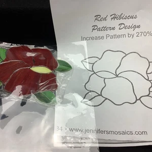 Jennifer’s Mosaik vorgeschnittenes Buntglas-Set rotes Hibiskusmuster - Bild 1 von 5