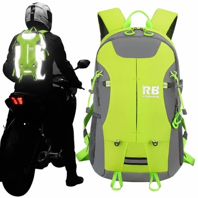 Reflective Motorcycle Backpack 35L High Vis Green Riderbag Reflektor35 - Image 1 of 4