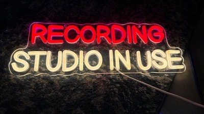 16"x6" Recording Studio in Use Vivid LED Neon Sign With Dimmer USB Powered Light - Image 1 of 2