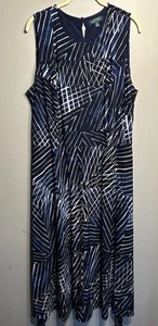 Lauren Ralph Lauren Blue A-Line Dress - Size 18W Sleeveless - Picture 1 of 13