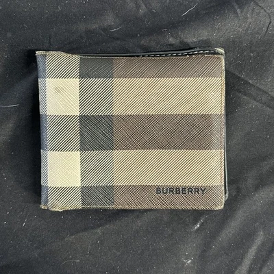 Burberry Cartera Plegable Marrón Negro Cuadros Excelente Regalo Envío Gratis Foto 1 de 4