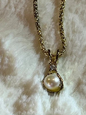 Collar Colgante Perla Cultivada Genuina Tonificada Oro - ¡Nuevo! Foto 1 de 4