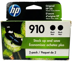 New Genuine HP 910 Black 2PK Ink Cartridges In Date - Picture 1 of 3