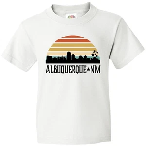 Inktastic Albuquerque New Mexico Skyline Youth T-Shirt City Vintage Apparel Tee - Picture 1 of 8