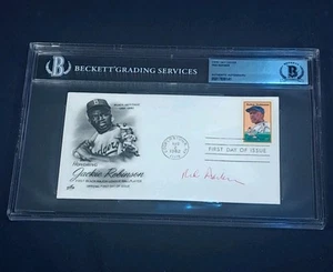 Red Barber Signed Jackie Robinson First Day Cover 1982 HOF Dodgers Yankees Reds - Picture 1 of 3