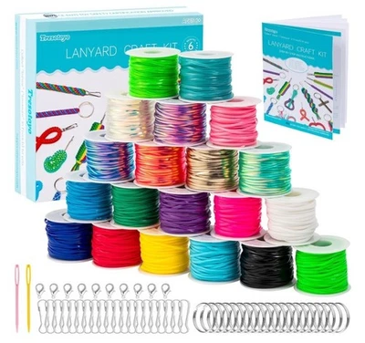 Cuerda de cordón, 20 rollos de cuerda Gimp, cuerda de plástico con cordones, cuerda Boondoggle Foto 1 de 4