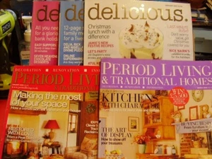 JOB LOT X 5 HOME MAGAZINES 2 X PERIOD LIVING AND 5 X DELICOUS COOKING MAGAZINES - Picture 1 of 6
