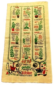 NWOT Vtg. linen Tea Towel WERT Herb Chart Garden Delights Kitchen Adventures - Picture 1 of 8