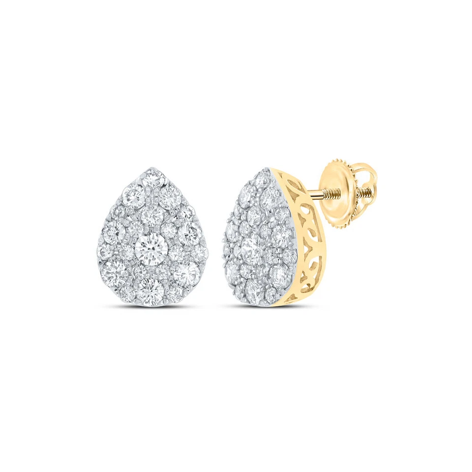 10kt Yellow Gold Womens Round Diamond Drop Cluster Earrings 1 Cttw - Image 1 of 1