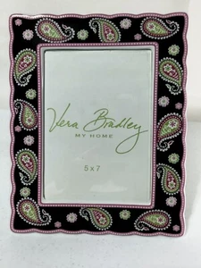 Vera Bradley My Home Ceramic Picture Frame Black Pink Paisley Fits 5x7 Photo - Picture 1 of 9
