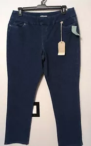 Coldwater Creek Jeans 16 Wondersoft Knit Mid Rise Slim Leg Blue Pull On Pants - Picture 1 of 16