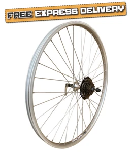 Baldys 26" Rear Silver Mountain Bike Wheel 6 Speed Quick Release Alloy Hub - Picture 1 of 11