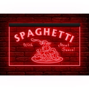 110192 Spaghetti Meat Sauce Restaurant Shop Cafe Bar Display LED Light Neon Sign - Picture 1 of 11