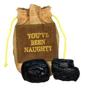 Funny Christmas NAUGHTY COAL Santa Sack Bag Stocking Stuffer Gag Plastic Lumps - Picture 1 of 6