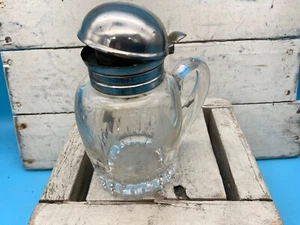 Vintage geschliffenes Glas Sirup Krug mit Metall Klappdeckel, 4,75" - Bild 1 von 9