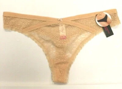 Mujeres Beige Sexy Tanga de Encaje Bragas Talla XL Tirantes Imitación Cintura Dividida Transparente Nuevo con Etiquetas Foto 1 de 2