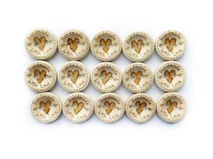 20mm Buttons Handmade With Love Heart , Wooden Knitting & Sewing Buttons - Picture 1 of 2