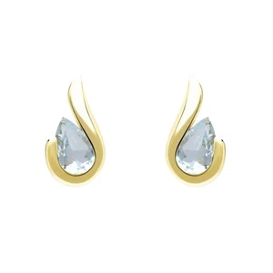 Ivy Gems 9ct Yellow Gold Pear Cut Aquamarine Stud Earrings - Picture 1 of 5