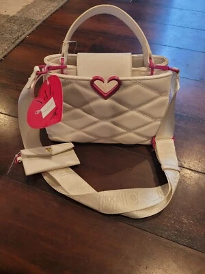 Bolso Bandolera Betsey Johnson Blanco Cartera Acolchado Puntada y Estuche para Tarjetas Nuevo con Etiquetas Foto 1 de 4