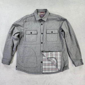 Chaqueta Camisa Untuckit Para Hombre XXL Gris Franela Forrada Solapa Bolsillos Abotonados Shake - Imagen 1 de 21