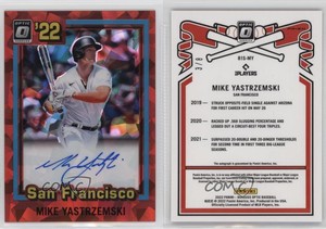 2022 Panini Donruss Optic Red Cracked Ice Prizm /8 Mike Yastrzemski #81S-MY Auto