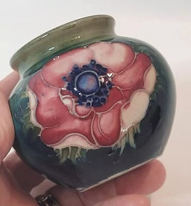 Moorcroft Anemone Vase 2 Diff. Sides Pink & Purple Flowers Cabinet Piece 3" READ - Picture 1 of 12