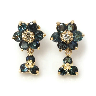 2.65 克拉天然亚历山大石钻石纯 14k 黄金悬垂花钉 — 第 1/4 张图片