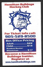 RARE VERSION 2004-05 Hamilton Bulldogs AHL Hockey Schedule !!! No Sponsor