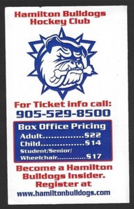 RARE VERSION 2004-05 Hamilton Bulldogs AHL Hockey Schedule !!! No Sponsor